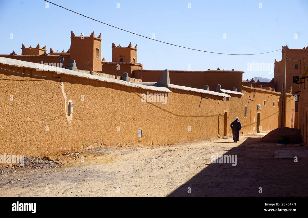 Ksar (Dorf) N`Kob im Draa-Tal, im Süden Marokkos Stockfoto